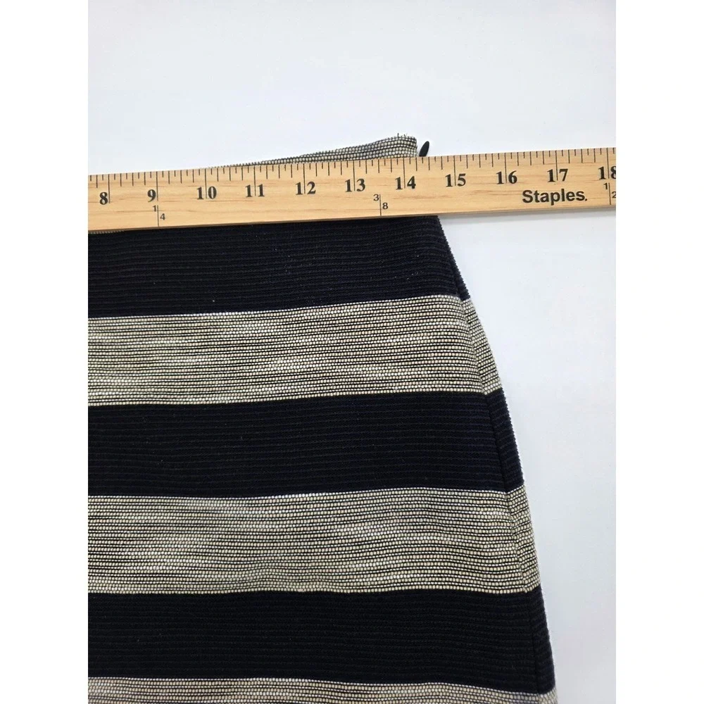 Striped Mini Skirt Women 0 Navy Blue Gold Excellent Textured‎ Lined Zip